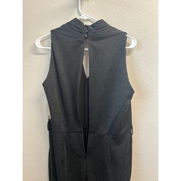 NWT Taylor Black Glitter Women’s Jersey Sleeveless Jumpsuit Pants sz 10 no sash - Picture 10 of 14